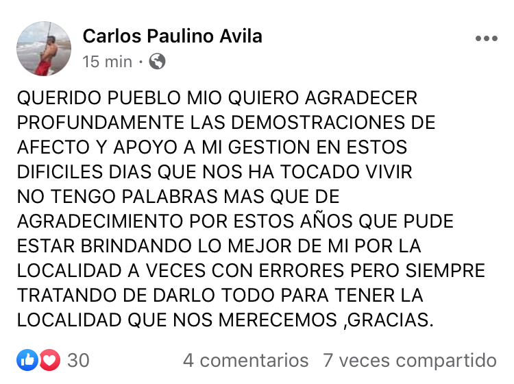 Photo of Mensaje de Carlos Ávila en las redes