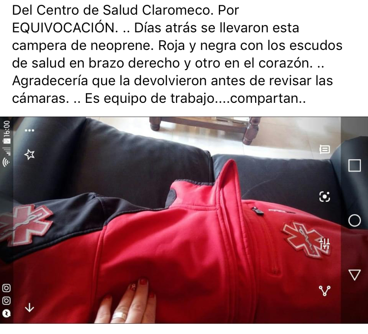 Photo of “Por equivocación” se llevaron una campera del Centro de Salud