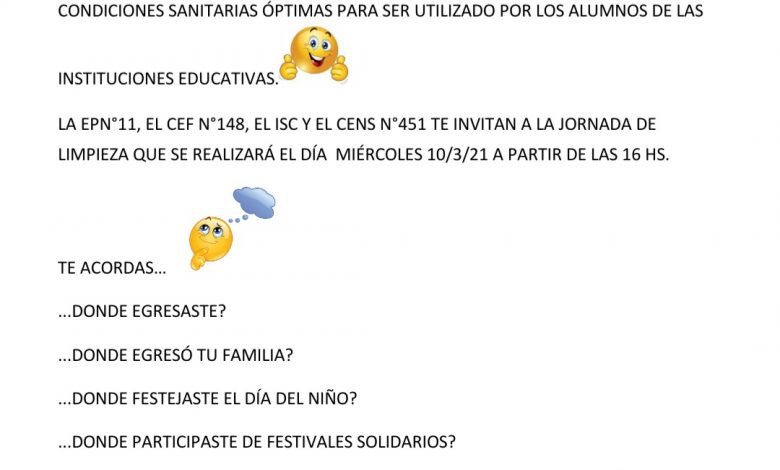 Photo of Solicitan colaboración para limpiar el patio de la Escuela Nº 11